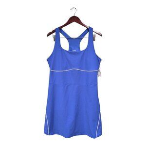 NWT Old Navy Powersoft Athletic Dress with Built-In Bra Blue White Piping Sz XL